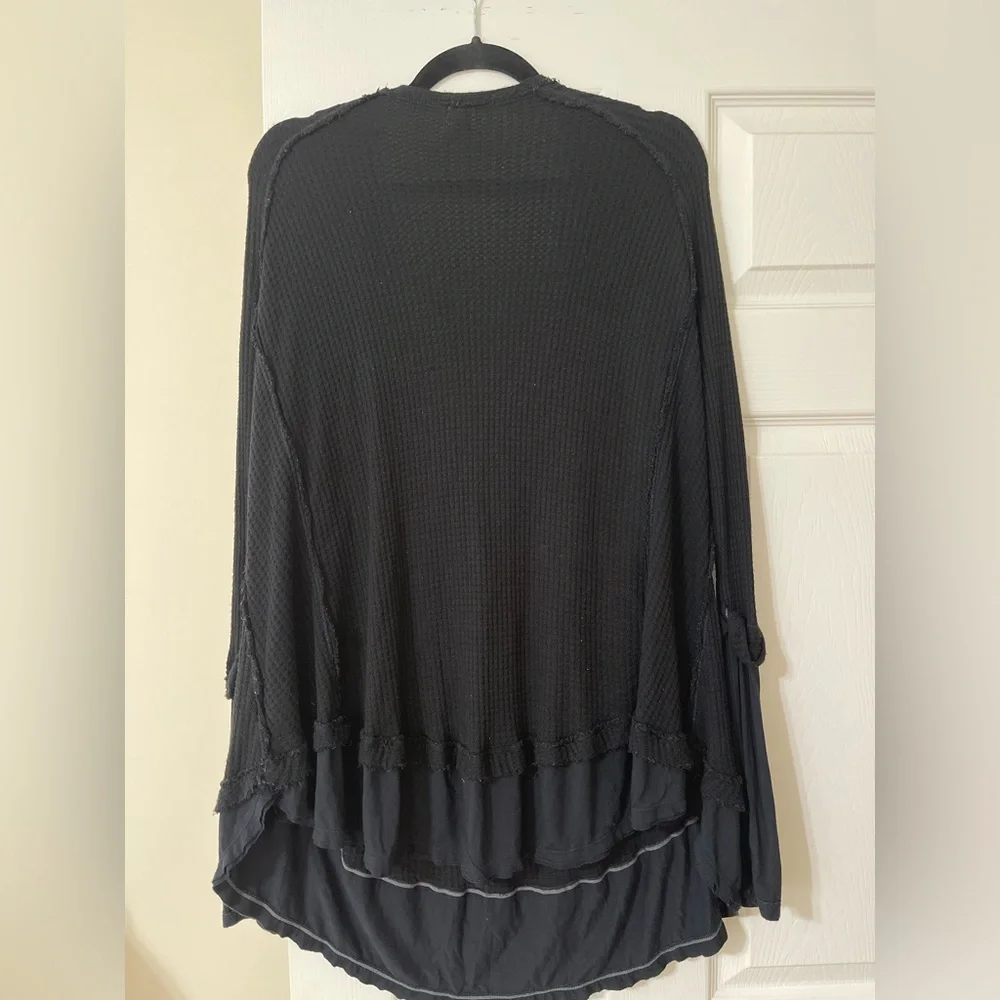 Free People Laguna Black Thermal Long Sleeve Top